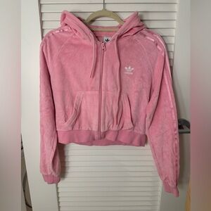 Adidas velvet cropped zip up hoodie